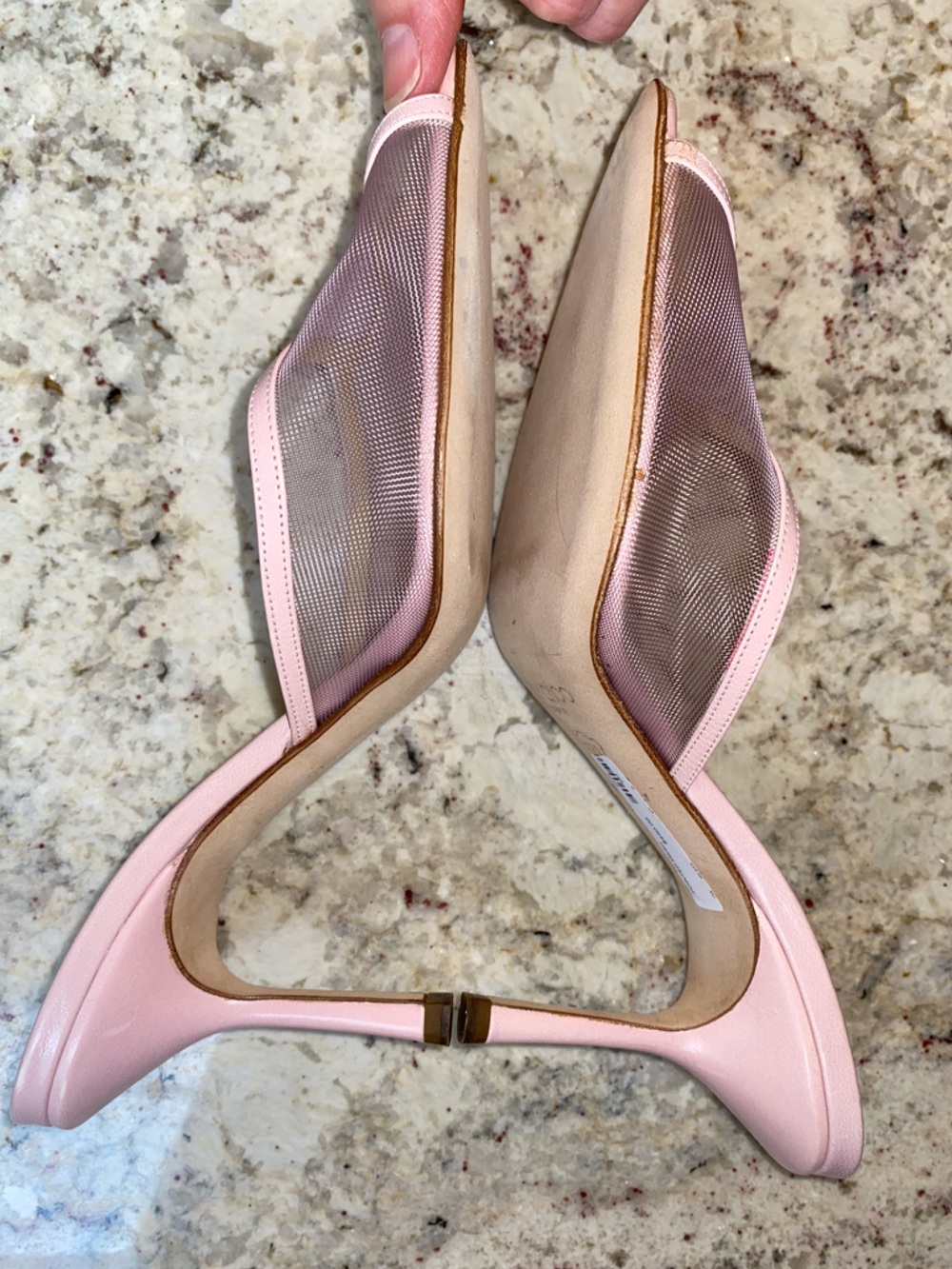 Jimmy Choo Brigitte Pink Mesh Mule Heel EU 38  US 7-7.5 Made in Italy NWOT - Picture 8 of 16